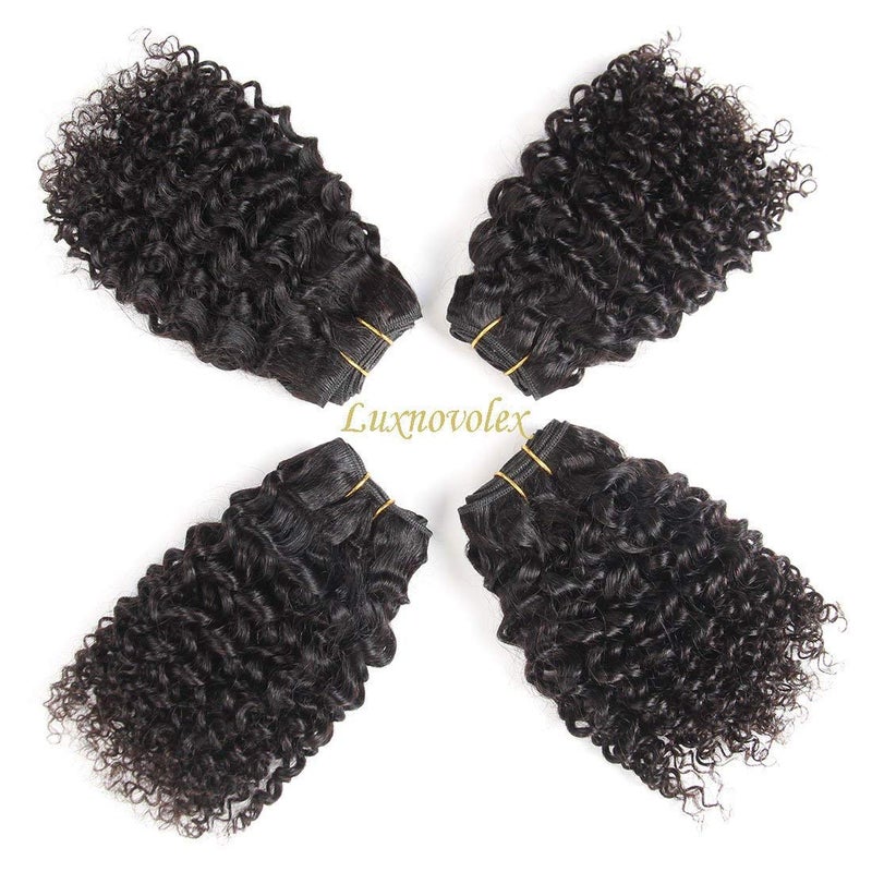 Luxnovolex Curly Bundles Human Hair Kinky Curly Hair 4C Pull Straight When Measure 50g/Bundle Kinky Jerry Curly Human Hair Bundles 4 Bundles Deals - Image 4